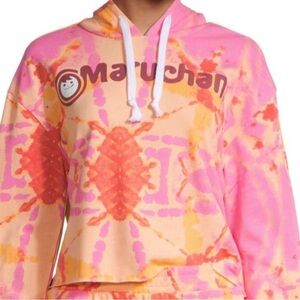 Maruchan Pink & Orange Tie-Dye Crop Top Hoodie XS